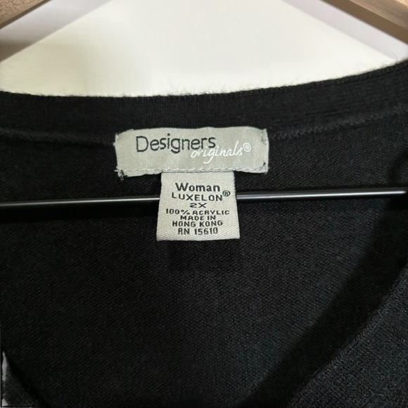NWT Designers Original Luxelon Black Sweater Rhinestones Office Women's Size 2X - Picture 2 of 12